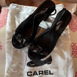 CAREL Paris vintage platform suede block heeled, sling back pumps 37 EU